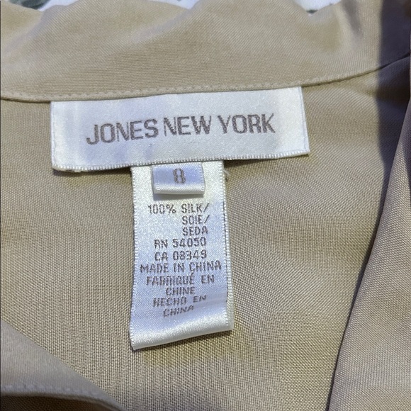 Jones New York Silk Beige Button Down Blouse - Picture 2 of 6